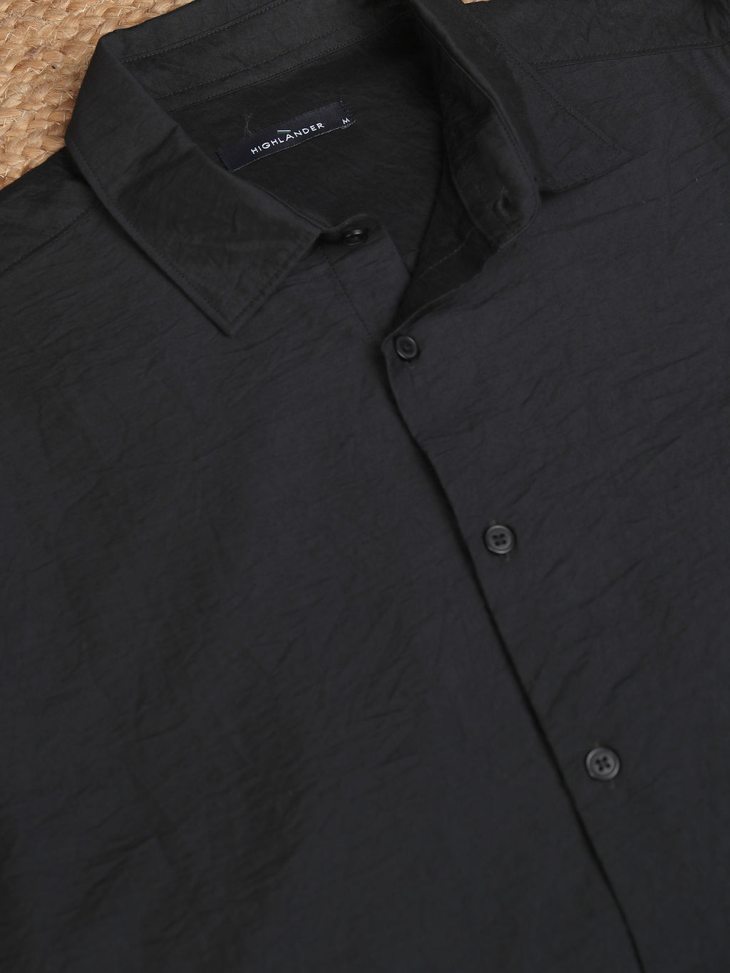 Highlander Men Black Solid Slim Fit Casual Shirt - Black - Image 7