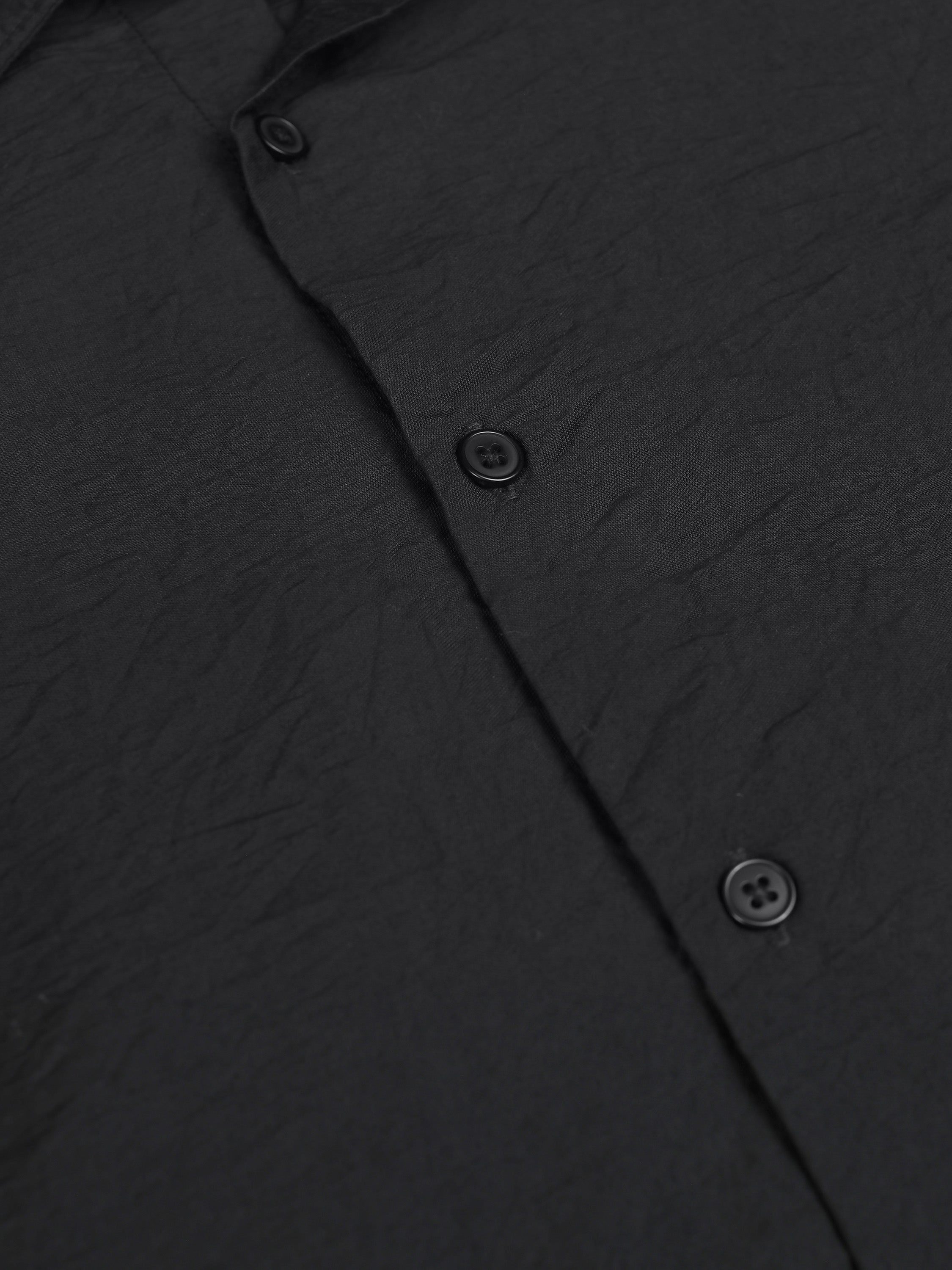 Highlander Men Black Solid Slim Fit Casual Shirt - Black - Image 8