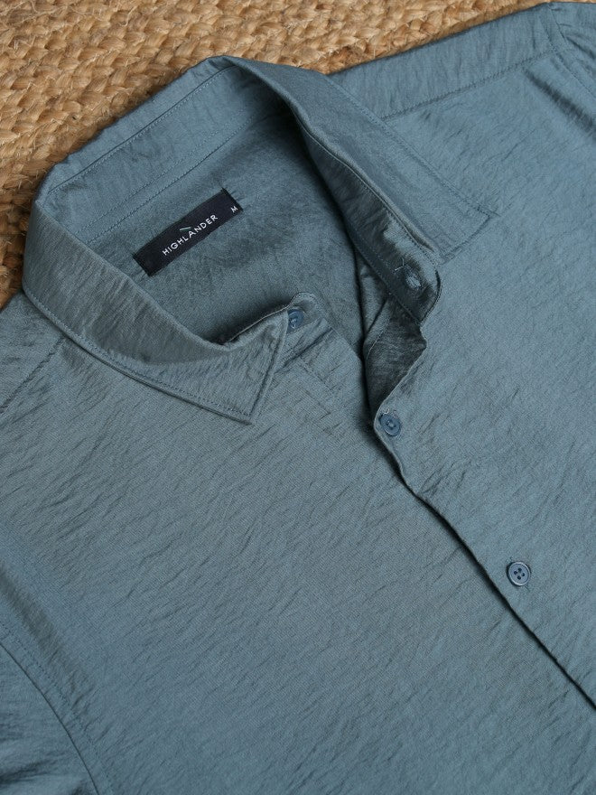 Highlander Men Teal Solid Slim Fit Casual Shirt - Teal - Image 8