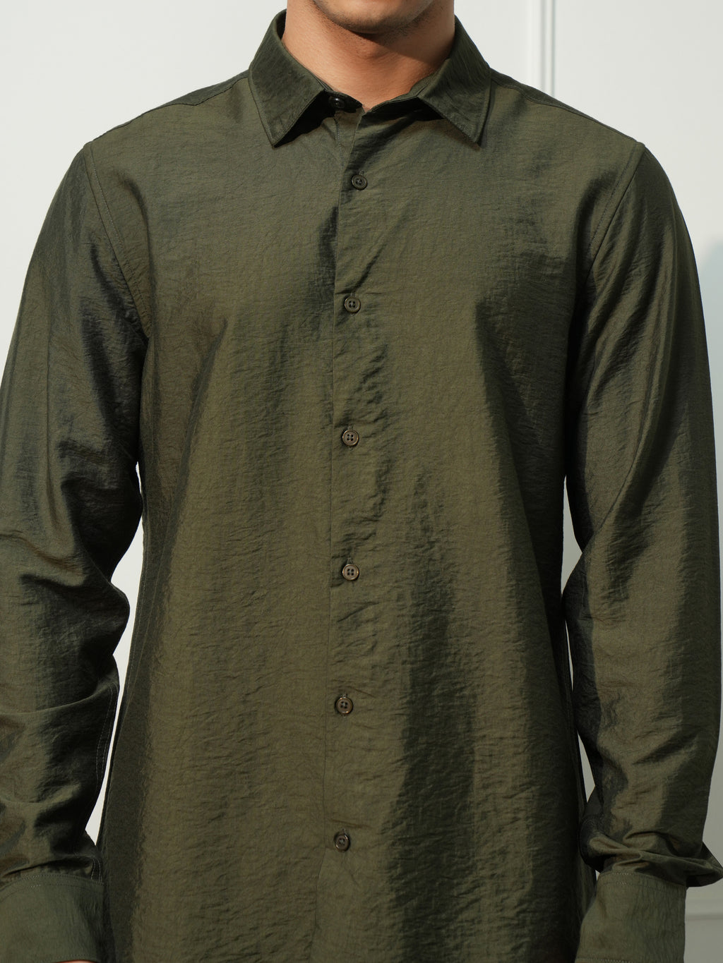 Highlander Men Olive Solid Slim Fit Casual Shirt - Olive - Image 5
