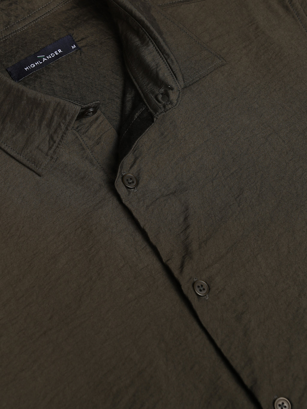 Highlander Men Olive Solid Slim Fit Casual Shirt - Olive - Image 7