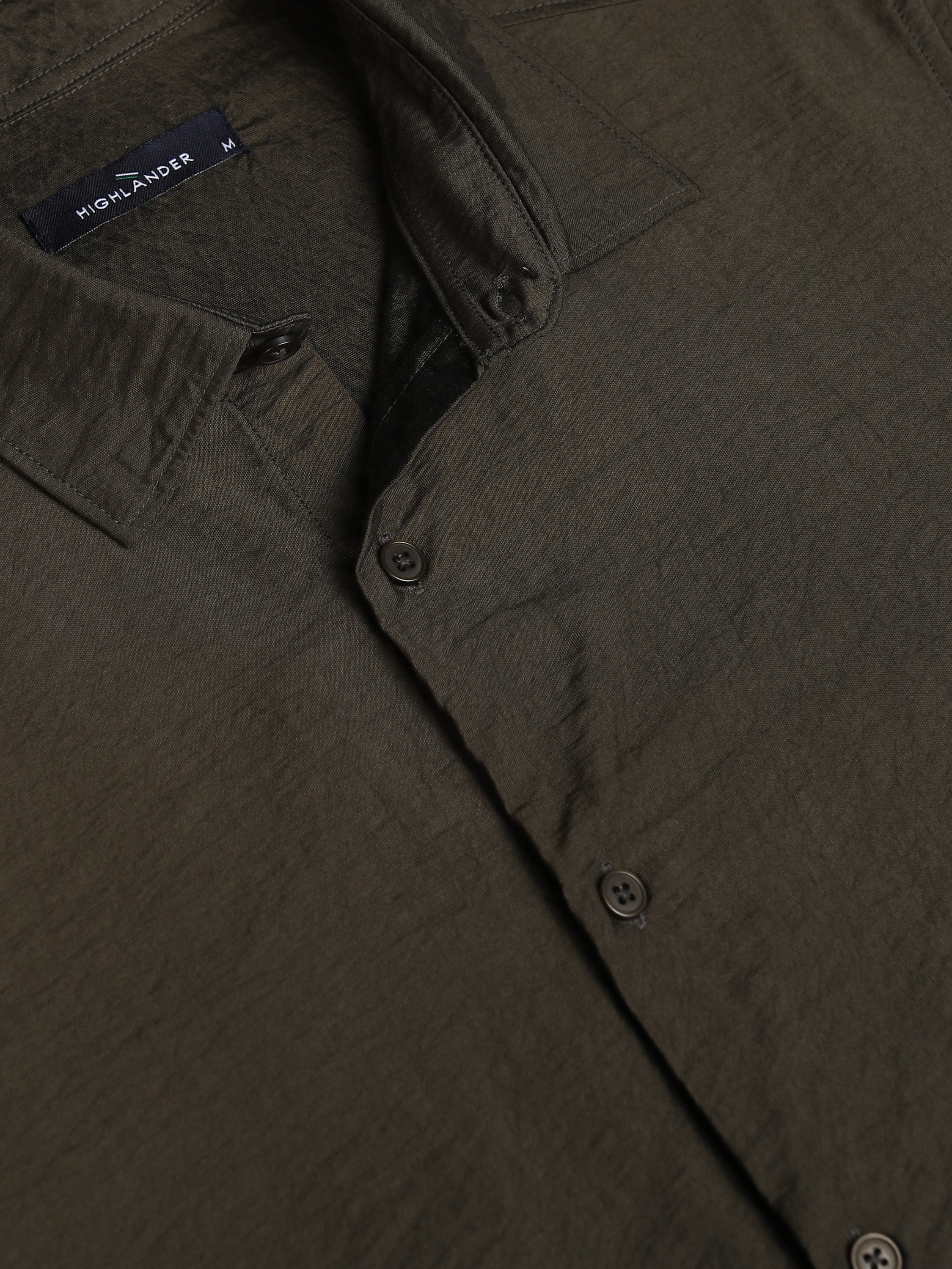 Highlander Men Olive Solid Slim Fit Casual Shirt - Olive - Image 7