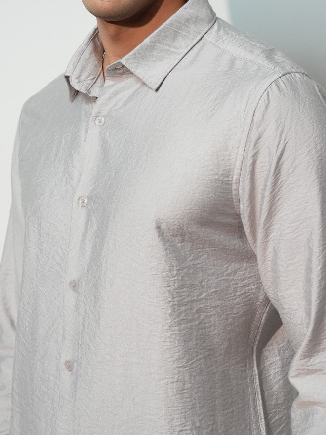 Highlander Men Grey Solid Slim Fit Casual Shirt - Grey - Image 5