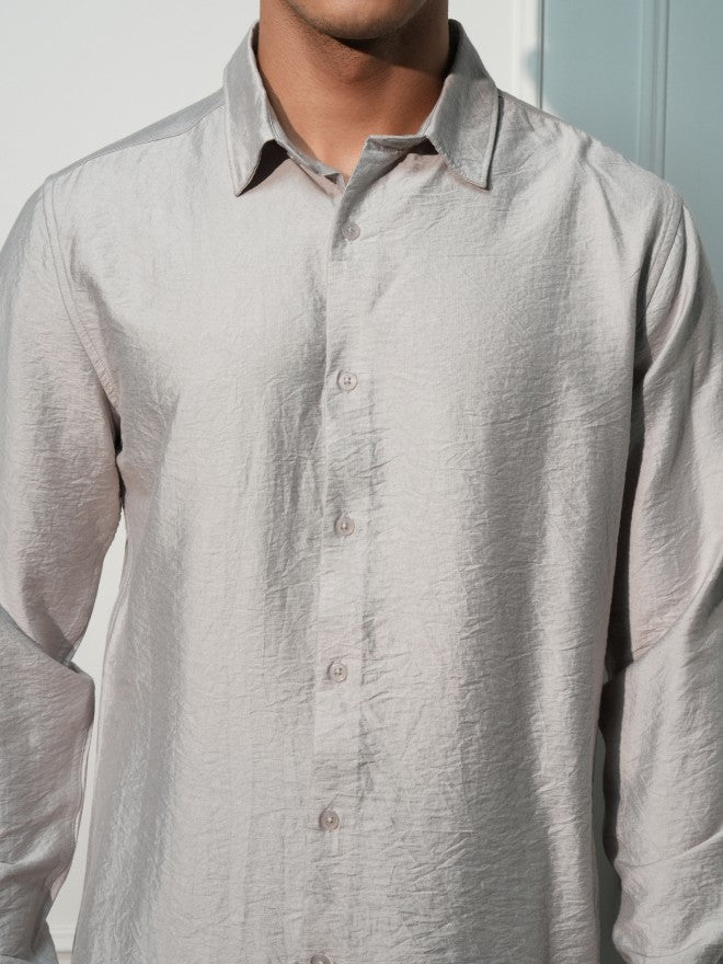 Highlander Men Grey Solid Slim Fit Casual Shirt - Grey - Image 5