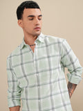 Highlander Men Green Checked Relaxed Fit Casual Shirt - Green - Image 1