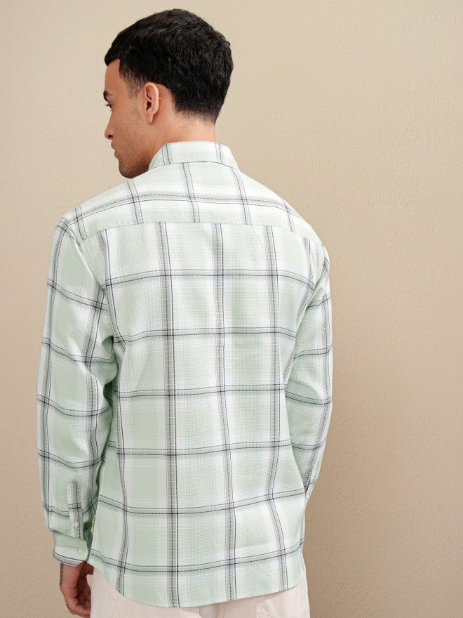 Highlander Men Green Checked Relaxed Fit Casual Shirt - Green - Image 3