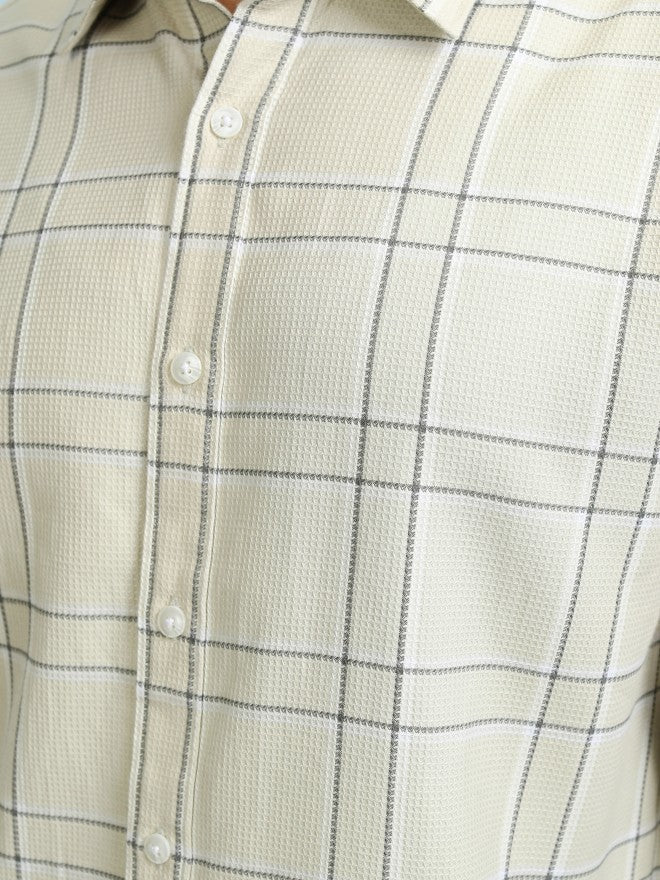 Highlader Men Beige Checked Relaxed Fit Casual Shirt - Beige - Image 7
