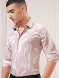 Highlander Men Pink Printed Slim Fit Casual Shirt - Pink - Image 1