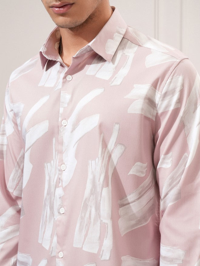 Highlander Men Pink Printed Slim Fit Casual Shirt - Pink - Image 5