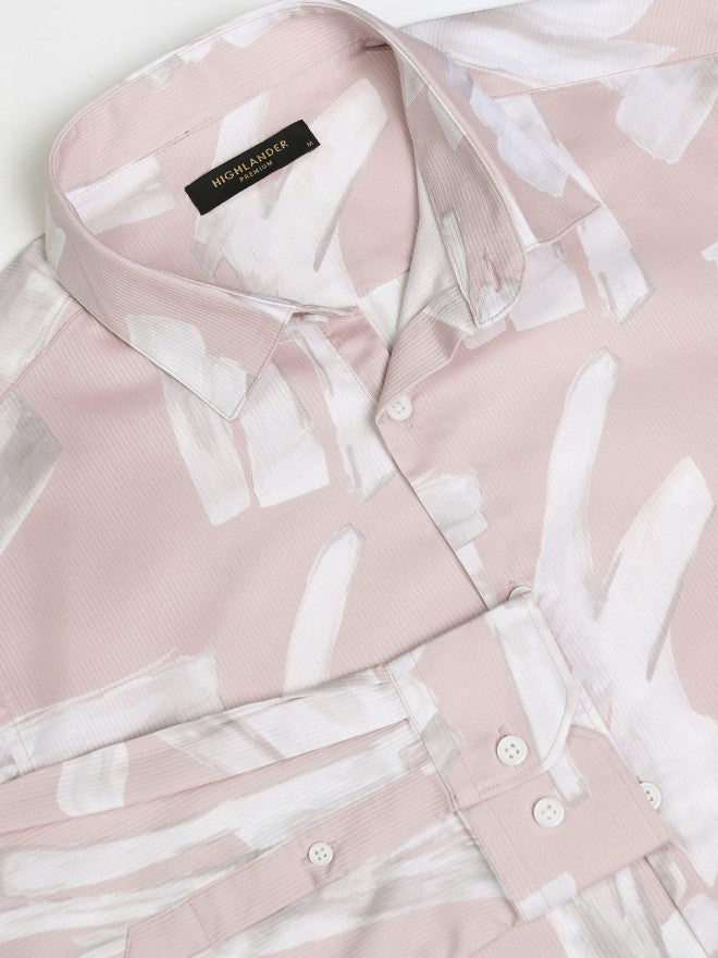 Highlander Men Pink Printed Slim Fit Casual Shirt - Pink - Image 7