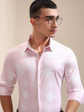 Highlander Men Pink Printed Slim Fit Casual Shirt - Pink - Image 1