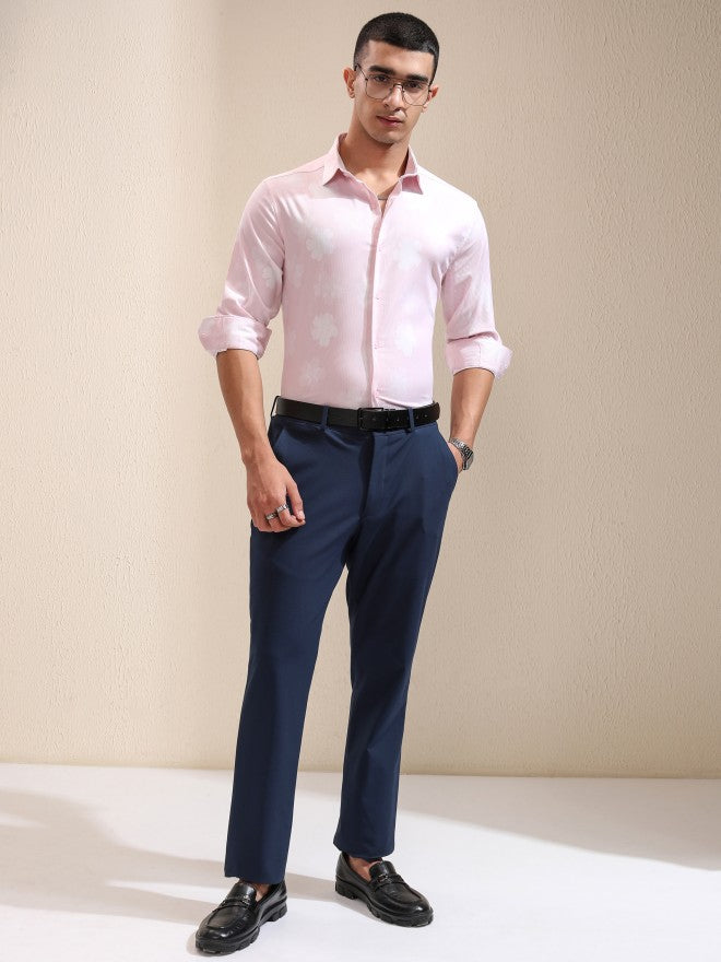 Highlander Men Pink Printed Slim Fit Casual Shirt - Pink - Image 2
