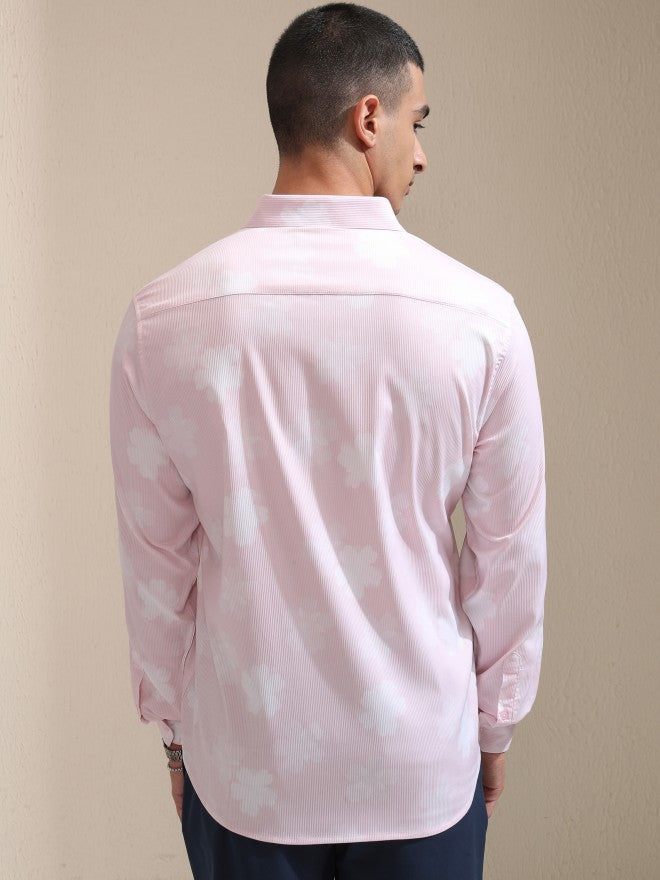 Highlander Men Pink Printed Slim Fit Casual Shirt - Pink - Image 3
