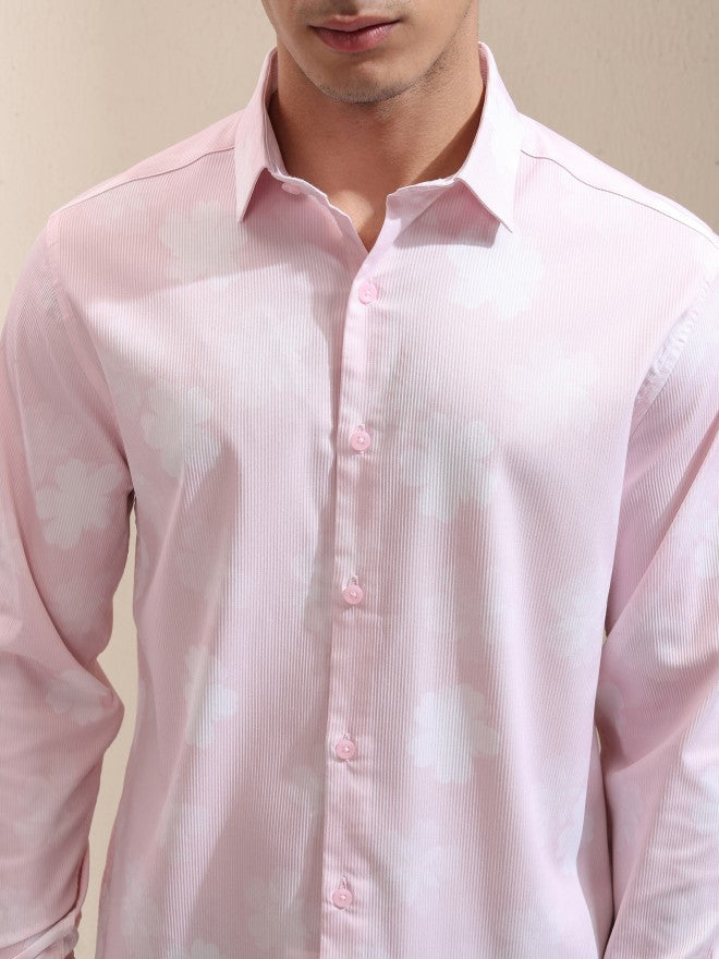 Highlander Men Pink Printed Slim Fit Casual Shirt - Pink - Image 5