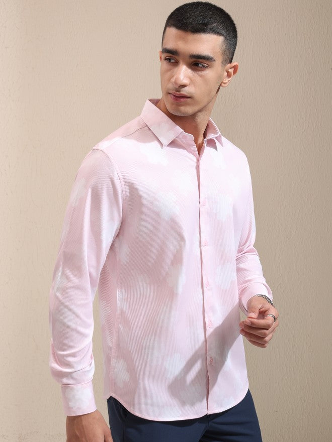 Highlander Men Pink Printed Slim Fit Casual Shirt - Pink - Image 6