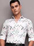Highlander Men White Printed Slim Fit Casual Shirt - White - Image 1
