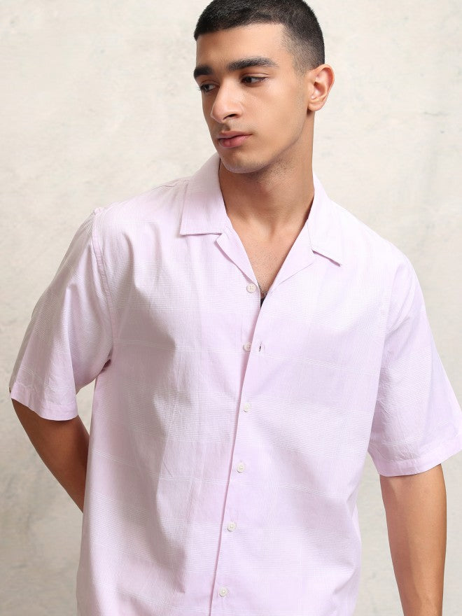 Highlander Men Pink Checked Relaxed Fit Casual Shirt - Pink - Image 1