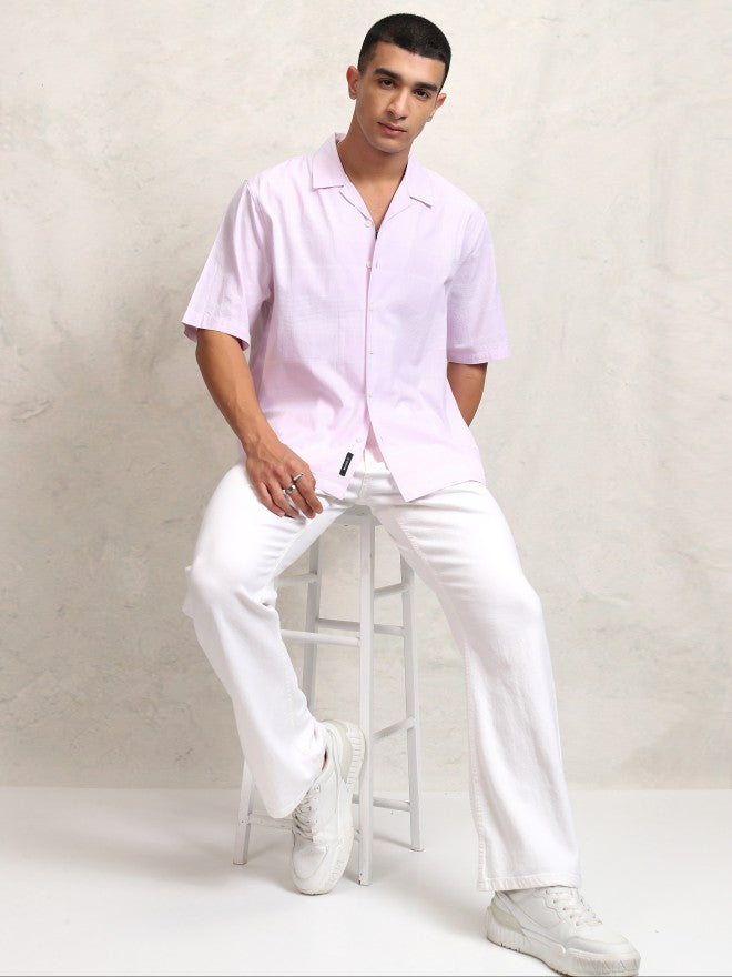 Highlander Men Pink Checked Relaxed Fit Casual Shirt - Pink - Image 2