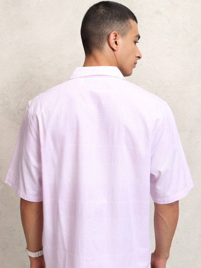 Highlander Men Pink Checked Relaxed Fit Casual Shirt - Pink - Image 3