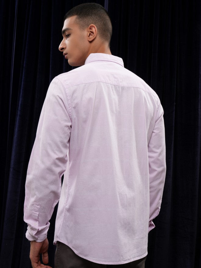 Highlander Men Pink Striped Regular Fit Casual Shirt - Pink - Image 3