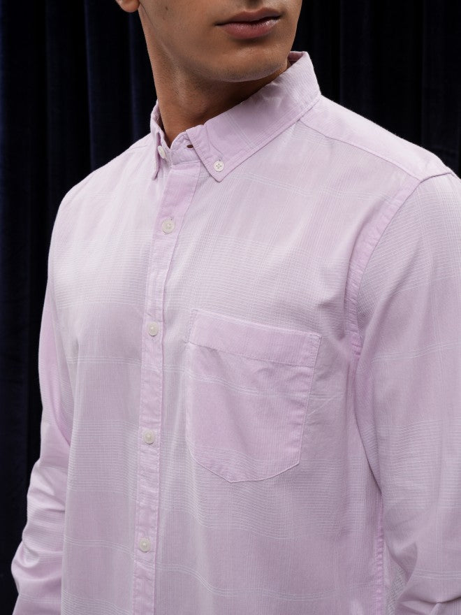 Highlander Men Pink Striped Regular Fit Casual Shirt - Pink - Image 5