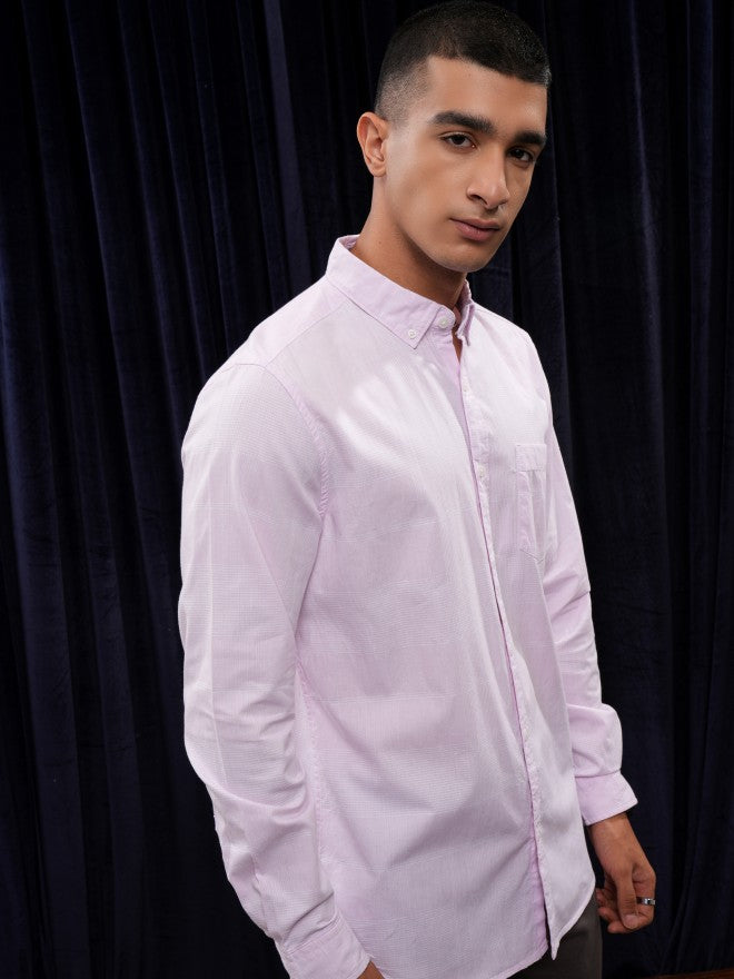 Highlander Men Pink Striped Regular Fit Casual Shirt - Pink - Image 6