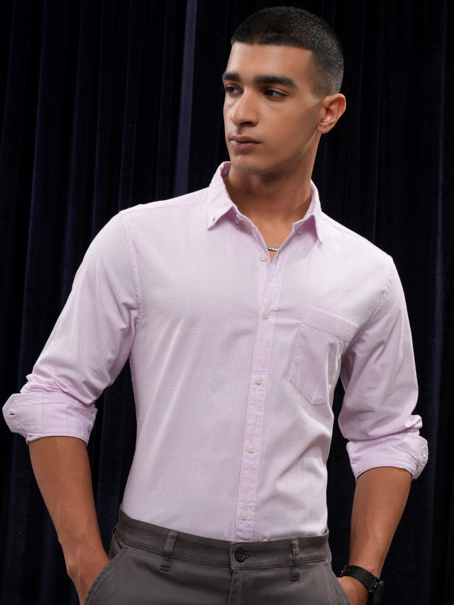 Highlander Men Pink Striped Regular Fit Casual Shirt - Pink - Image 7