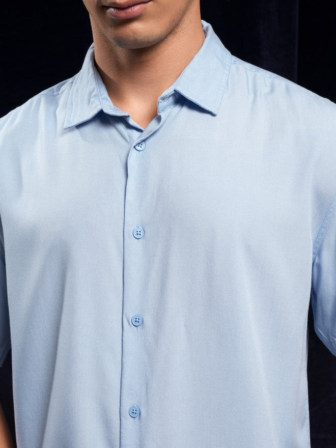 Highlander Men Blue Solid Relaxed Fit Casual Shirt - Blue - Image 5