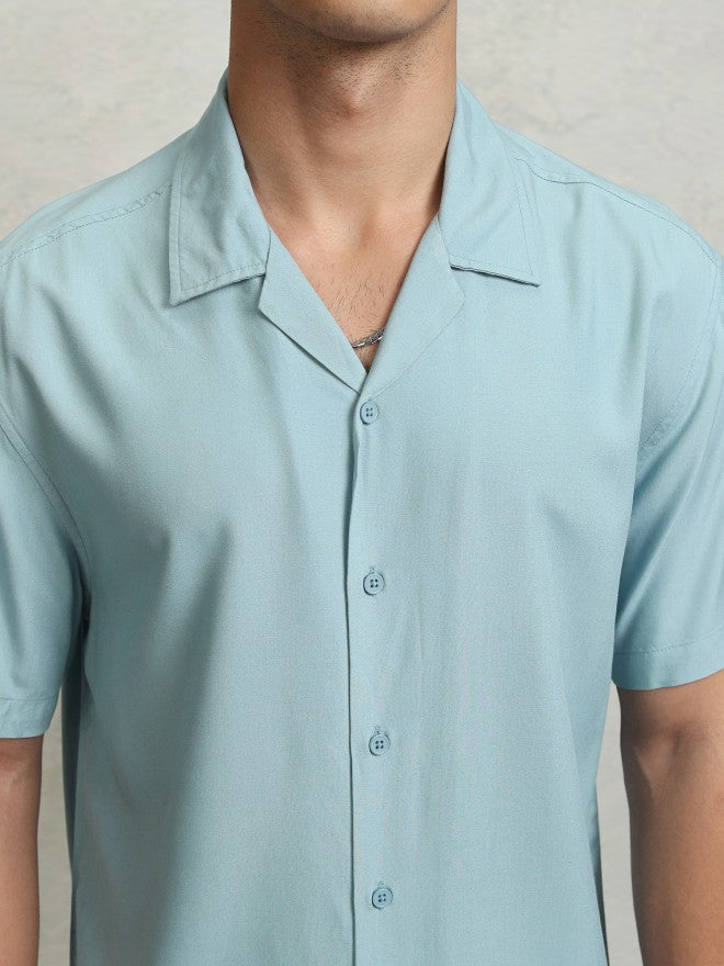 Highlander Men Blue solid Relaxed Fit Casual Shirt - Blue - Image 5