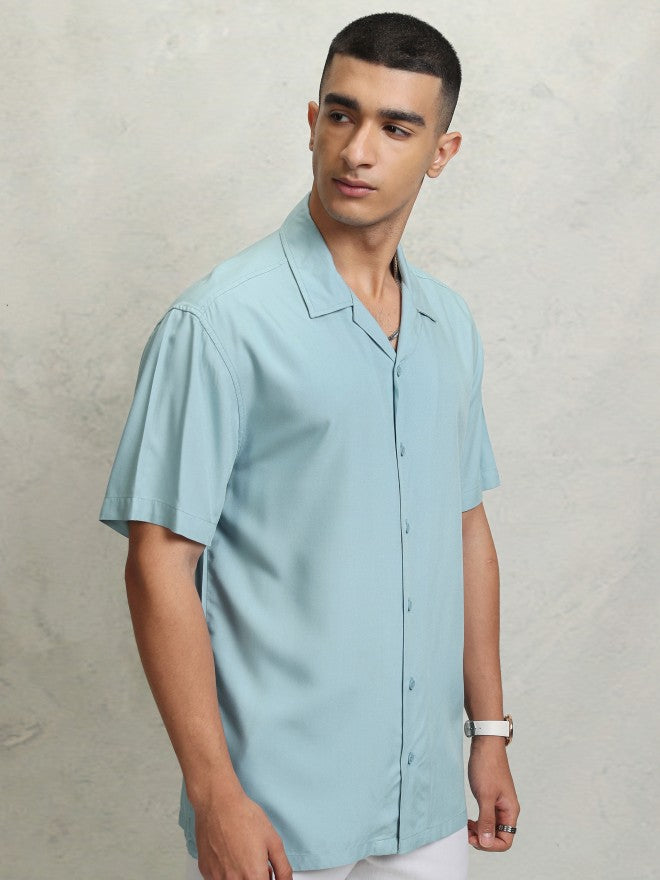 Highlander Men Blue solid Relaxed Fit Casual Shirt - Blue - Image 6