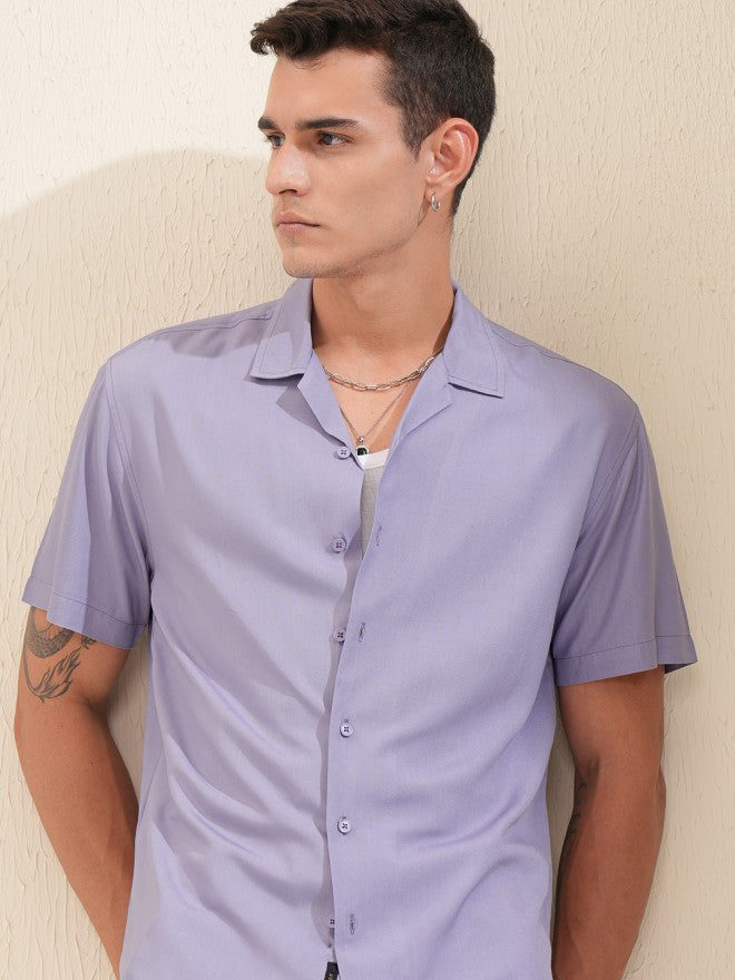Highlander Men Lavender Solid Relaxed Fit Casual Shirt - Lavender - Image 1