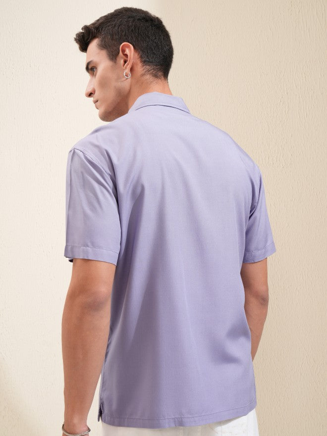 Highlander Men Lavender Solid Relaxed Fit Casual Shirt - Lavender - Image 3
