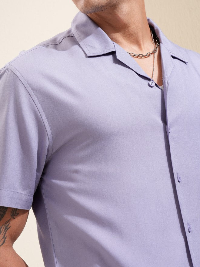 Highlander Men Lavender Solid Relaxed Fit Casual Shirt - Lavender - Image 5