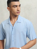 Highlander Men Blue solid Relaxed Fit Casual Shirt - Blue - Image 1