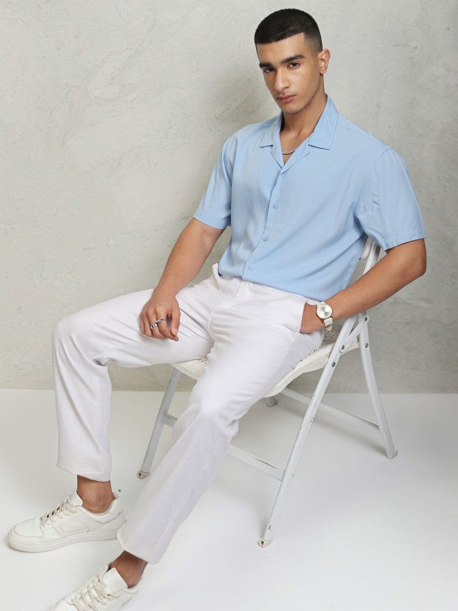 Highlander Men Blue solid Relaxed Fit Casual Shirt - Blue - Image 2