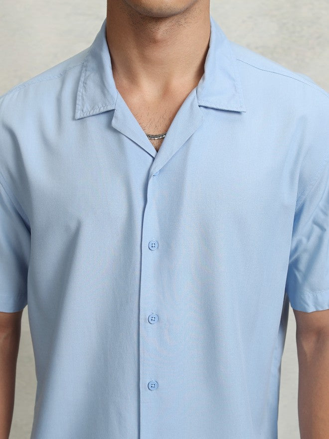 Highlander Men Blue solid Relaxed Fit Casual Shirt - Blue - Image 5