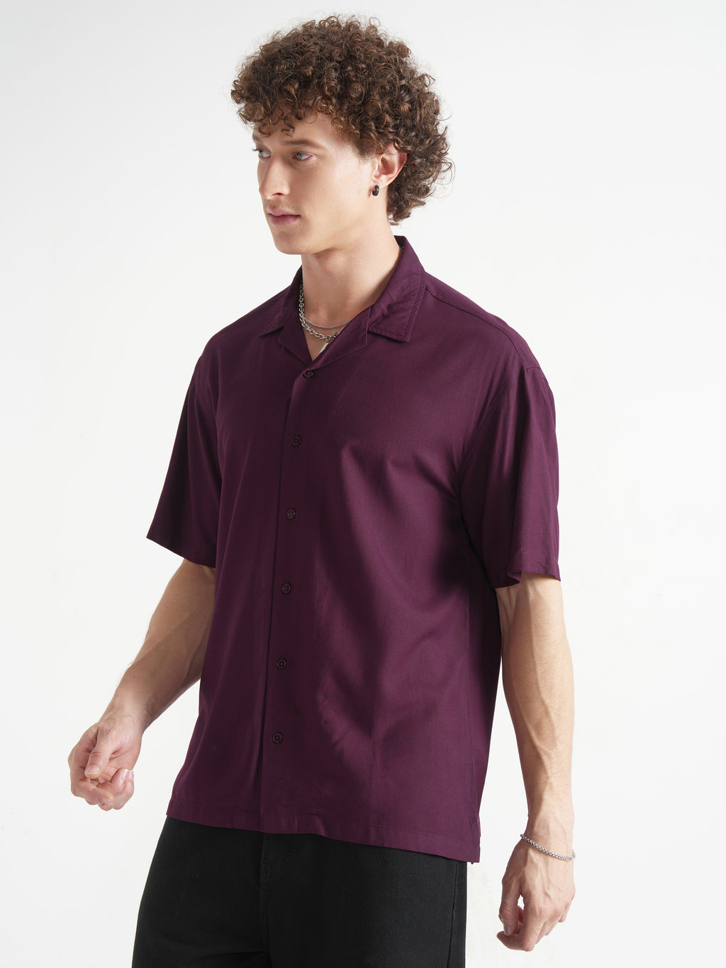 Highlander Men Maroon Solid Relaxed Fit Casual Shirt - Maroon - Image 4
