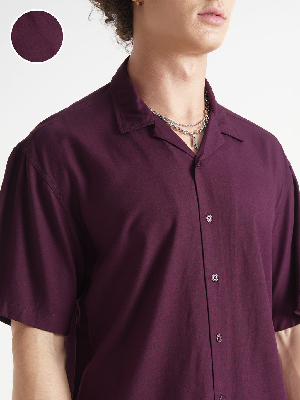 Highlander Men Maroon Solid Relaxed Fit Casual Shirt - Maroon - Image 5