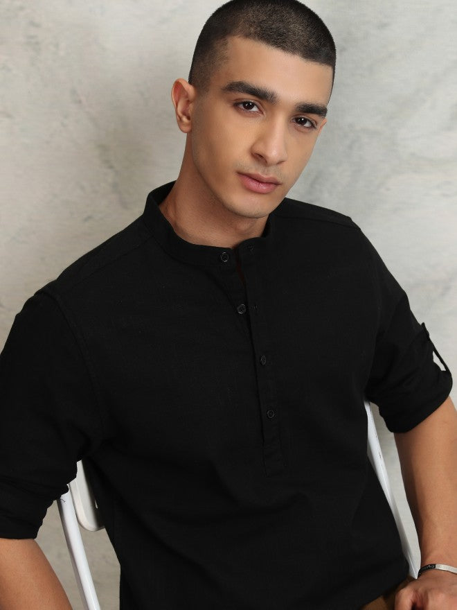 Highlander Men Black Solid Regular Fit Casual Shirt - Black - Image 1