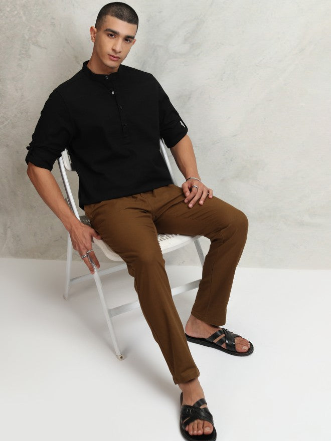 Highlander Men Black Solid Regular Fit Casual Shirt - Black - Image 2