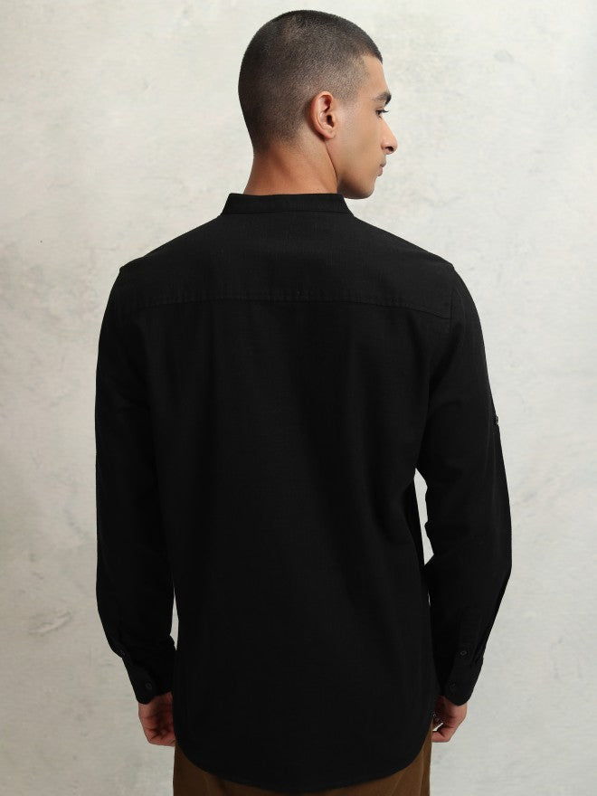 Highlander Men Black Solid Regular Fit Casual Shirt - Black - Image 3