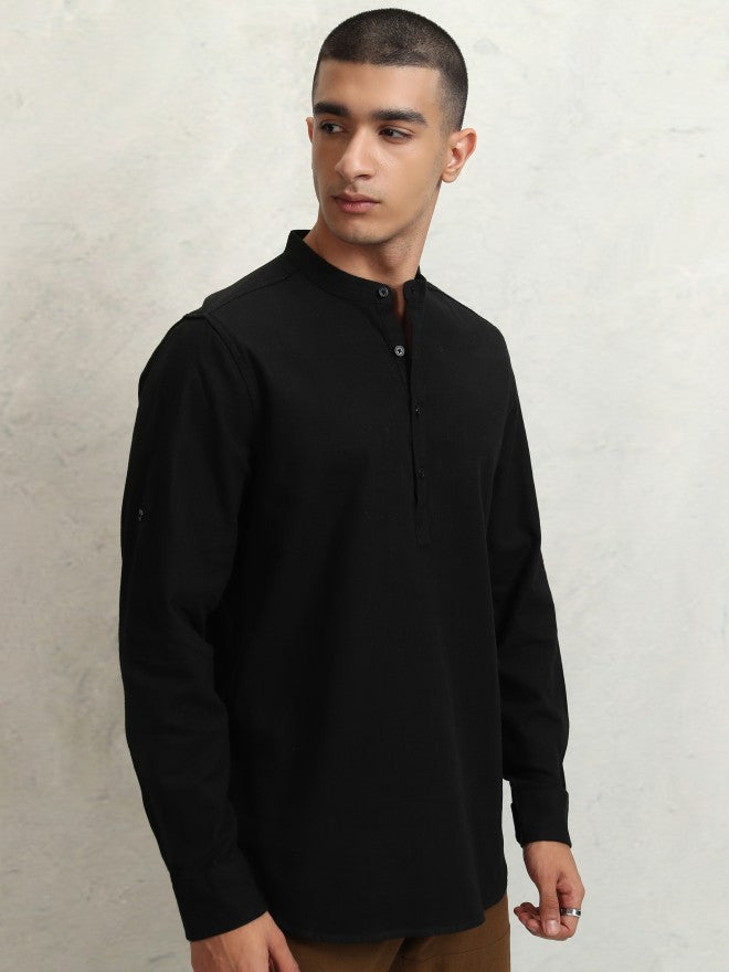 Highlander Men Black Solid Regular Fit Casual Shirt - Black - Image 6