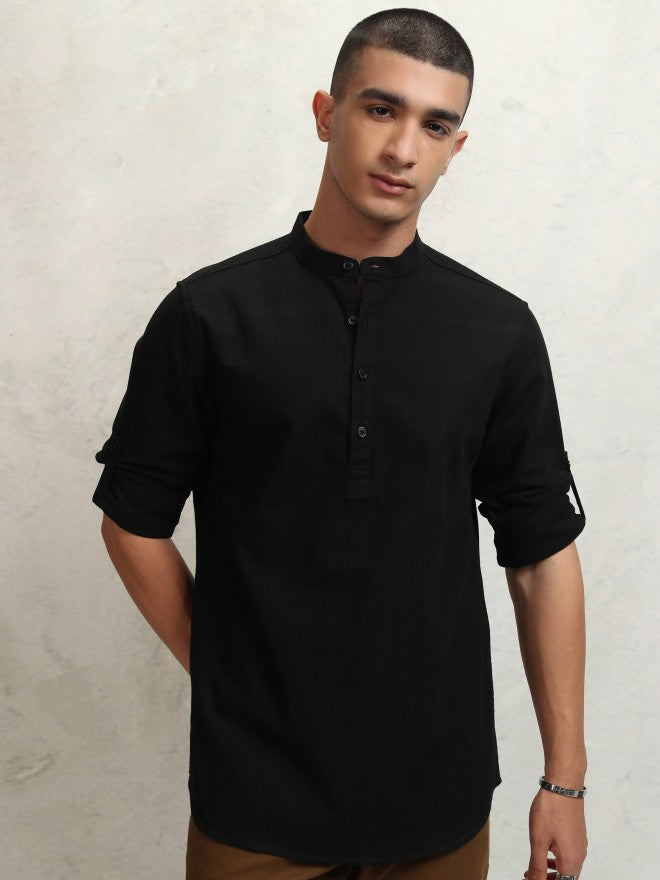 Highlander Men Black Solid Regular Fit Casual Shirt - Black - Image 7