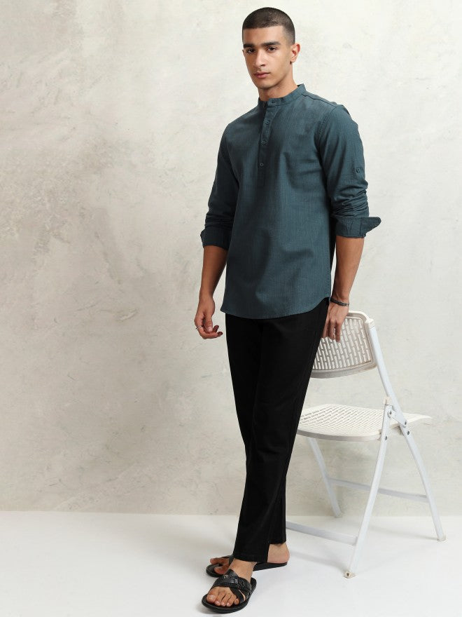 Highlander Men Teal Solid Regular Fit Casual Shirt - Teal - Image 2