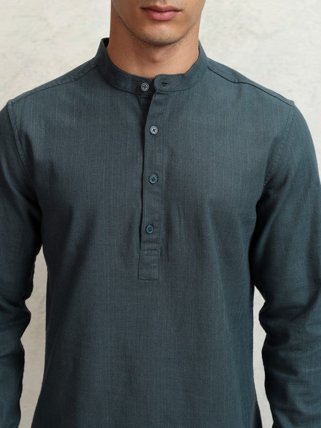 Highlander Men Teal Solid Regular Fit Casual Shirt - Teal - Image 5