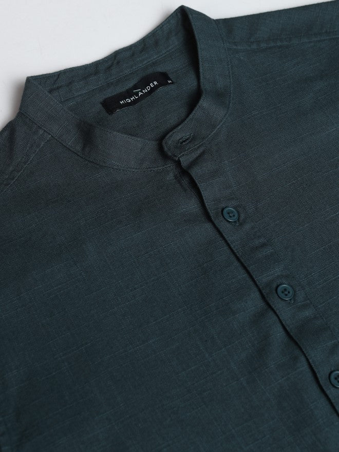 Highlander Men Teal Solid Regular Fit Casual Shirt - Teal - Image 8