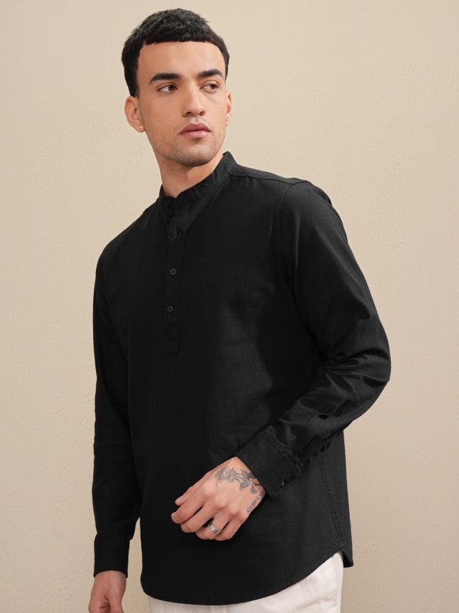 Highlander Men Navy Blue Solid Regular Fit Casual Shirt - Navy Blue - Image 4