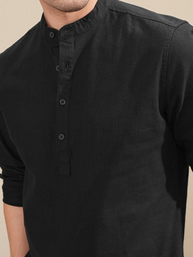 Highlander Men Navy Blue Solid Regular Fit Casual Shirt - Navy Blue - Image 5