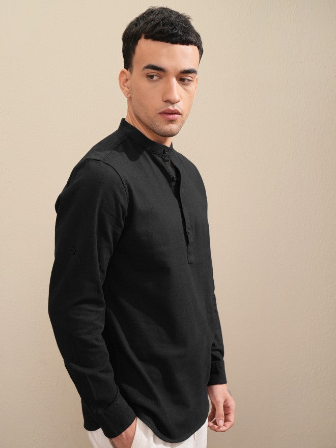 Highlander Men Navy Blue Solid Regular Fit Casual Shirt - Navy Blue - Image 6