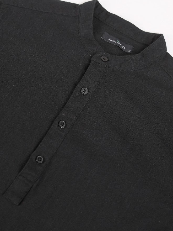 Highlander Men Navy Blue Solid Regular Fit Casual Shirt - Navy Blue - Image 7